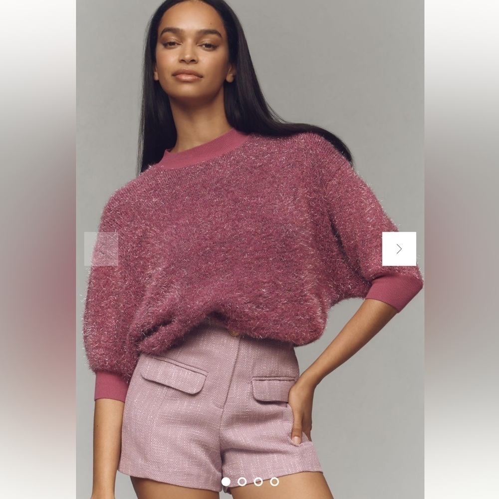 NWT Maeve The Violetta Short-Sleeve Tinsel Sweater size XL